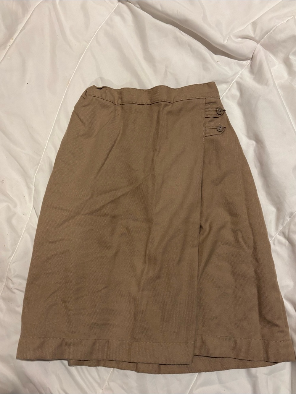 Lands' End Girls' Tan A-Line School Uniform Skirt with Button Detail size 16